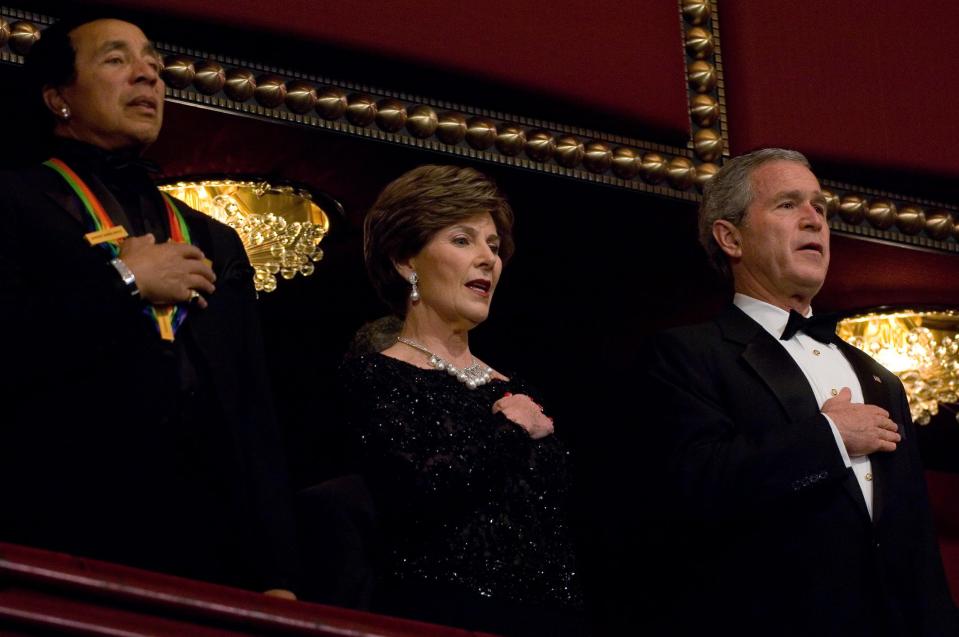President George W. Bush and first lady Laura Bush attend the Kennedy Center Honors in 2006.