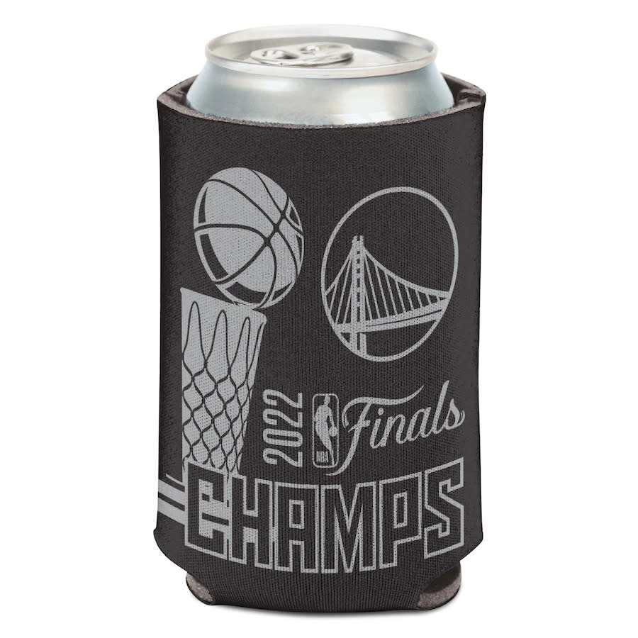 Black can cooler with NBA Finals trophy and Champs written out.