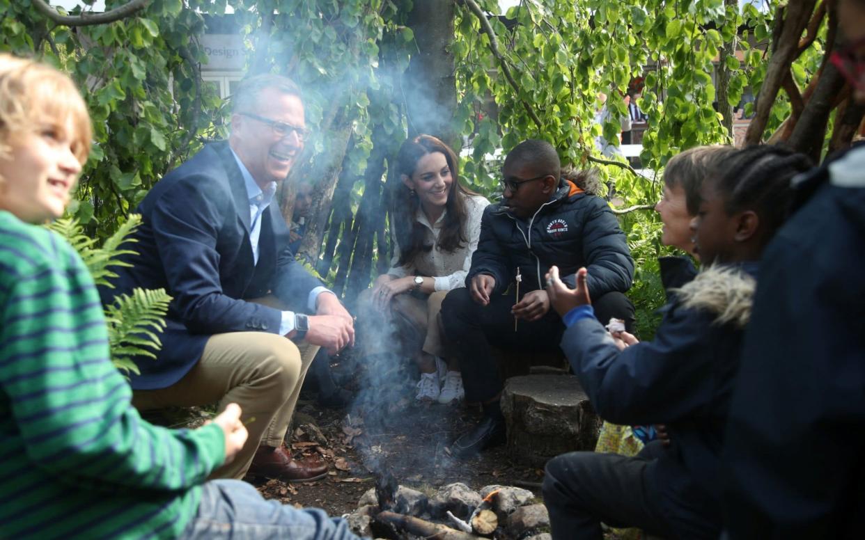 The Duchess of Cambridge at her Chelsea Flower Show campfire - REUTERS