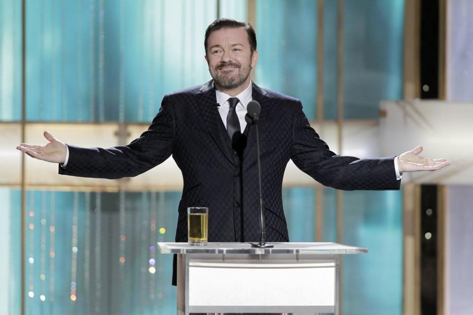 Ricky Gervais hosting Golden Globes in 2011 | Paul Drinkwater/NBC