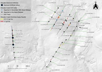 Figure 2. RC Drilling Results from the Pancake Creek Prospect (CNW Group/Golden Shield Resources)