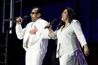<p>Regina Casé performs with Jorge Ben Jor during the Opening Ceremony of the Rio 2016 Olympic Games at Maracana Stadium. (Photo by Jamie Squire/Getty Images) </p>