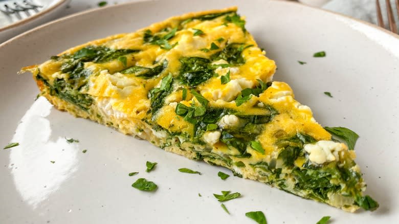 slice of spinach frittata