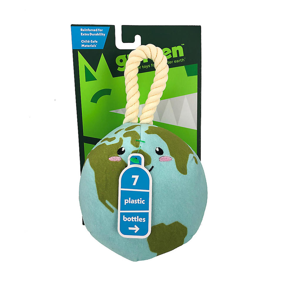 <p>Make your dog's playtime good for the planet with this adorable Earth toy crafted out of plastic waste removed from the world's oceans and mountains. </p> <p><strong>Buy it!</strong> Grrreen Earth Plush with Rope Dog Toy, $12.99; <a href="https://petsmart.haujjd.net/c/249354/764629/11083?subId1=PEO10EcoFriendlyPetProductstoHelpYouCelebrateEarthDaywithYourCatorDogkbender1271PetGal12679573202104I&u=https%3A%2F%2Fwww.petsmart.com%2Fdog%2Ftoys%2Fplush-toys%2Fgrrreen-earth-plush-with-rope-dog-toy---squeaker-63154.html" rel="sponsored noopener" target="_blank" data-ylk="slk:PetSmart.com;elm:context_link;itc:0;sec:content-canvas" class="link ">PetSmart.com</a></p>