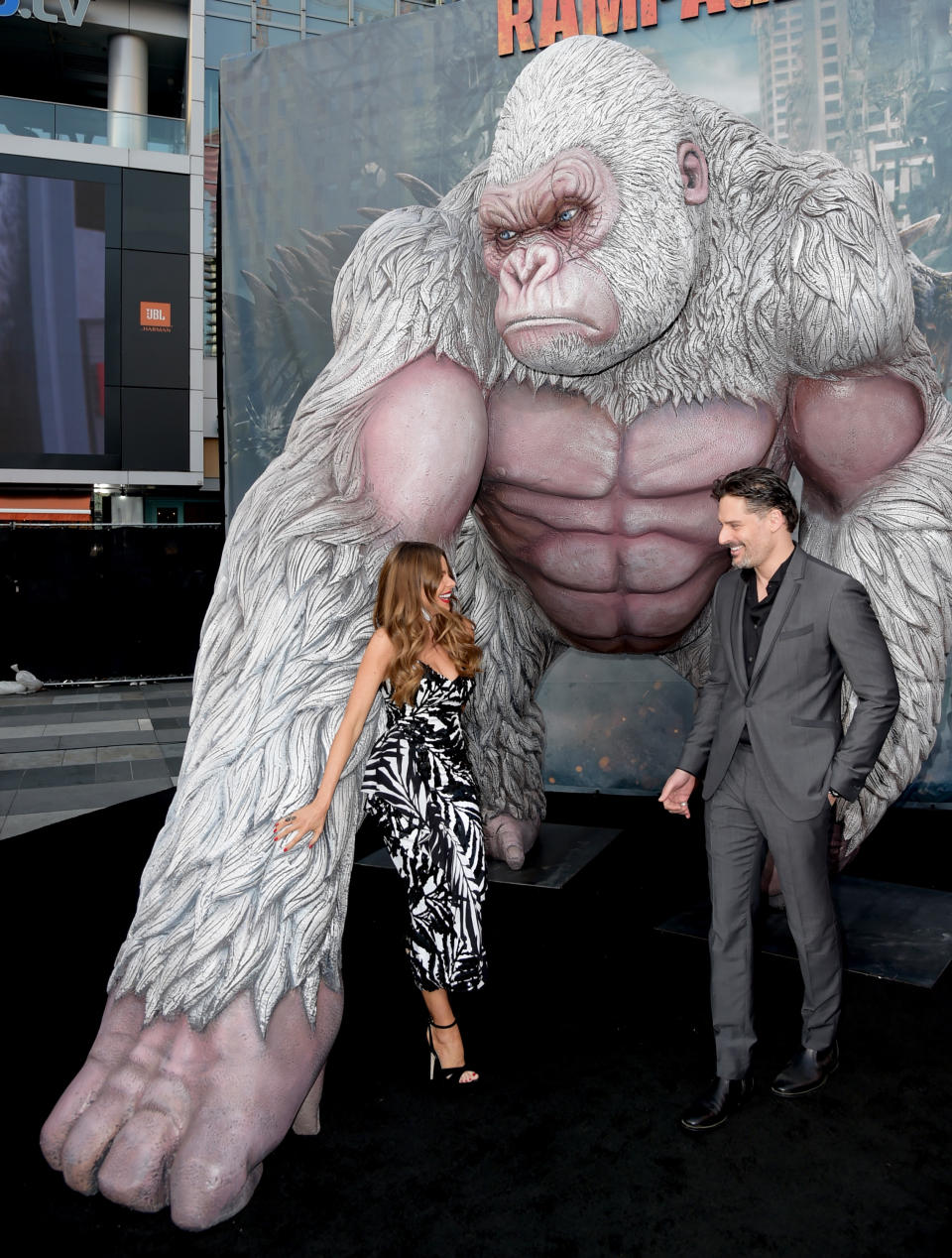 Sofía Vergara and Joe Manganiello at the premiere of <em>Rampage</em> at the Microsoft Theater on April 4, 2018, in Los Angeles. (Photo: Getty Images)