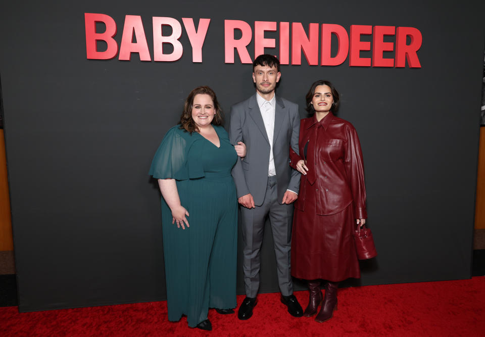 Jessica Gunning, Richard Gadd, and Nava Mau attend the photocall for Netflix's "Baby Reindeer"