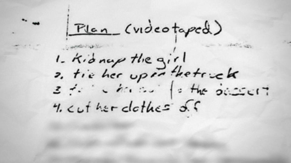 A disturbing note written by a teenage Bryan Patrick Miller that his mother found while he was in juvenile detention. It spelled out how he wanted to find, abduct, rape, murder and dismember a young woman.  / Credit: Phoenix Police Department