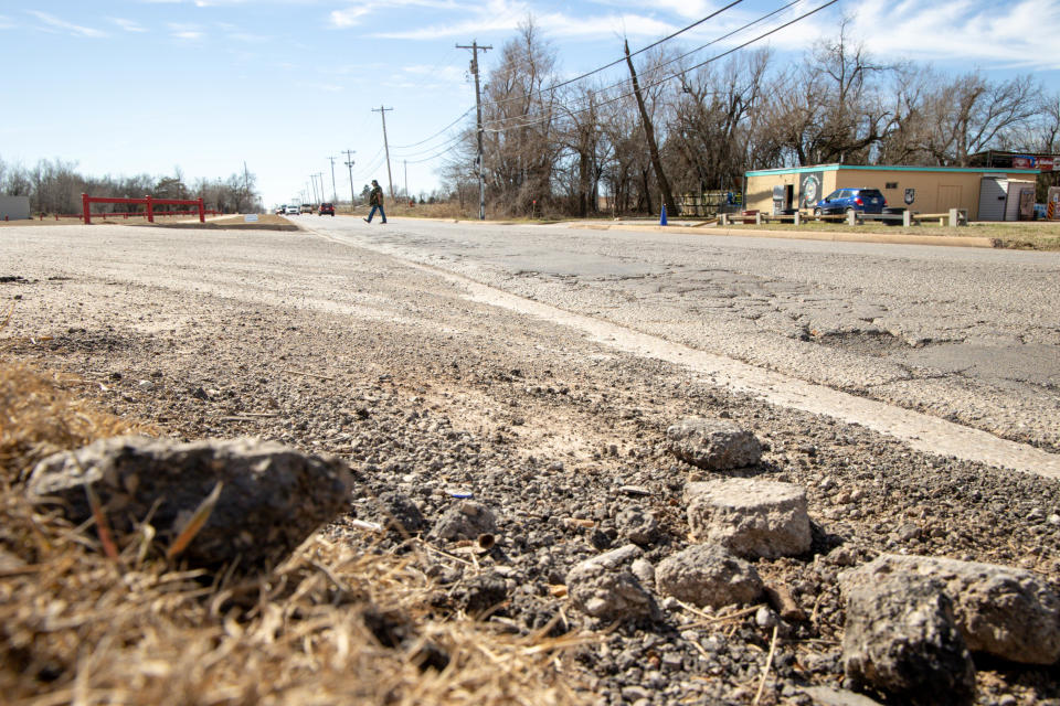 Crumbling portions of S Bryant Avenue between SE 29 and SE 44 are pictured Feb. 21.