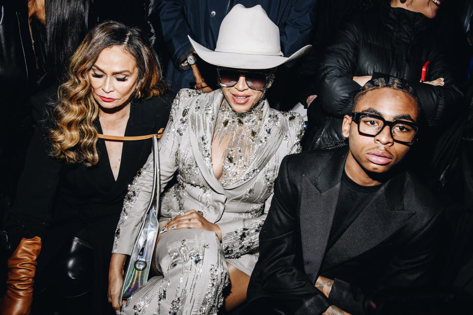 Tina Knowles and Beyoncé at Luar RTW Fall 2024 as part of New York Ready to Wear Fashion Week held on February 13, 2024 in New York, New York.