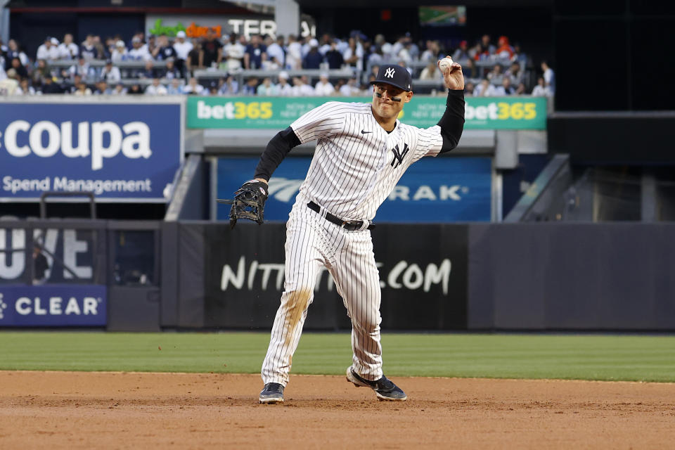 Anthony Rizzo不只一壘守備了得，就連被觸身球的能力也是名列前茅。 (Photo by New York Yankees/Getty Images)