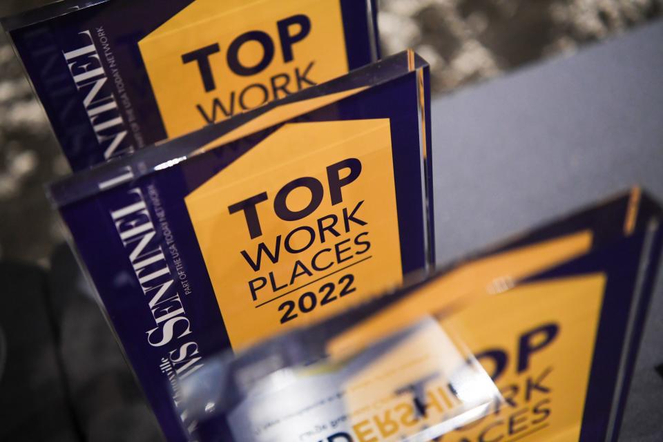 Awards are displayed at Knox News and Knox.Biz’s Top Workplaces 2022 celebration at The Foundry, Thursday, July 21, 2022.