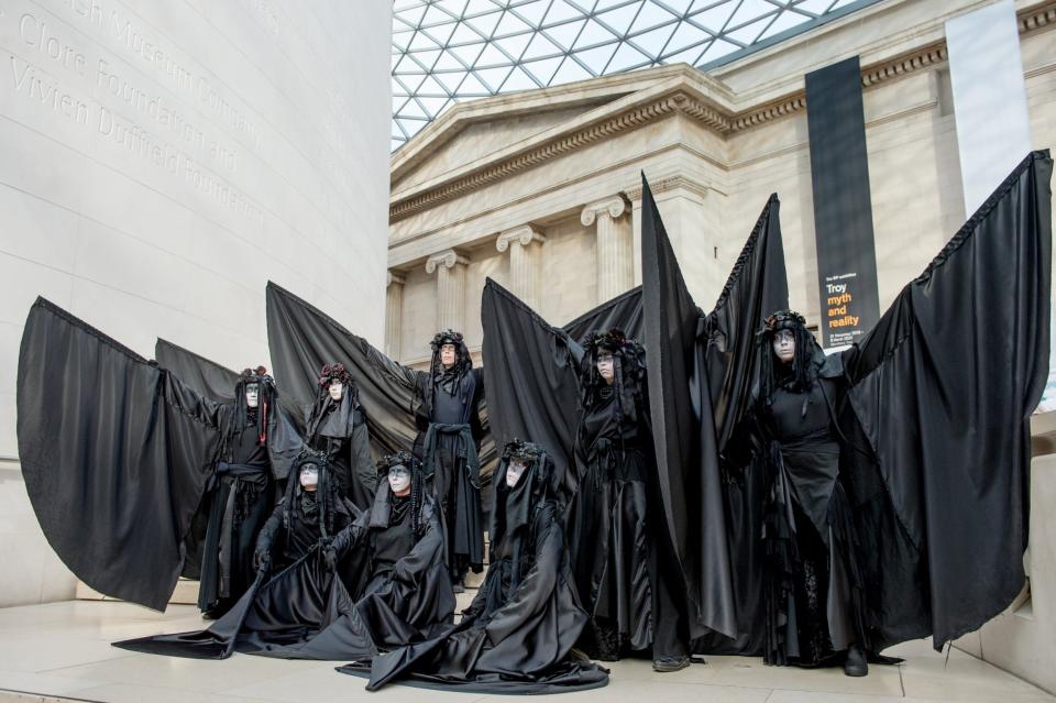 Extinction Rebellion activists join protests at the British Museum this month. (Getty Images)