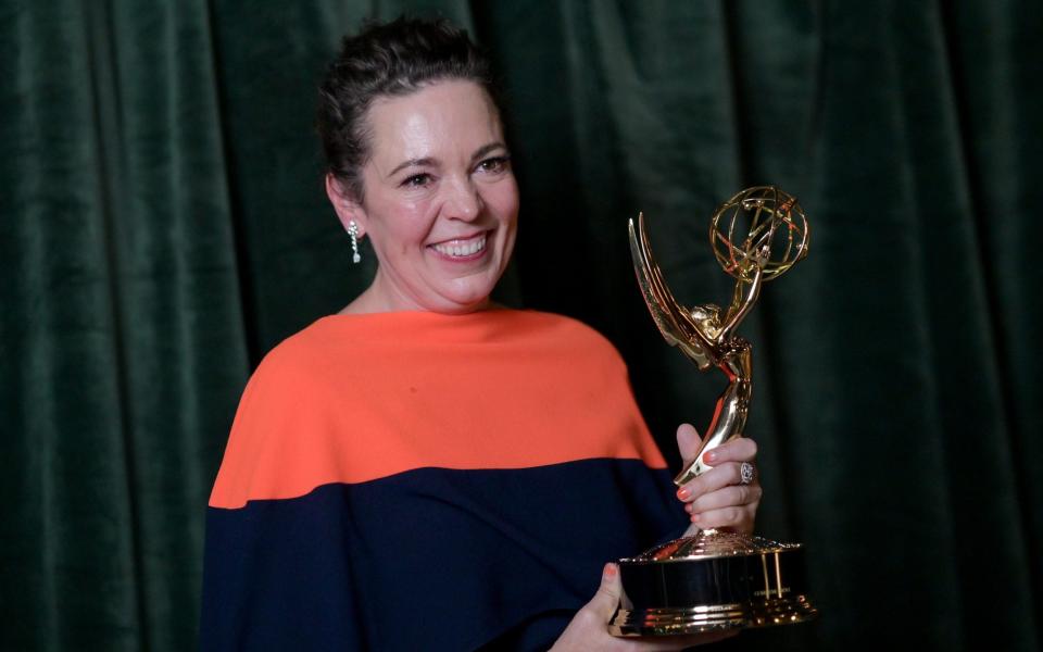 Olivia Colman with her Emmy award - Getty