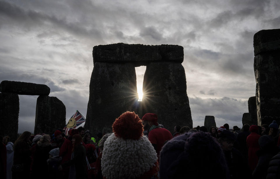 Revelers celebrate winter solstice at Stonehenge