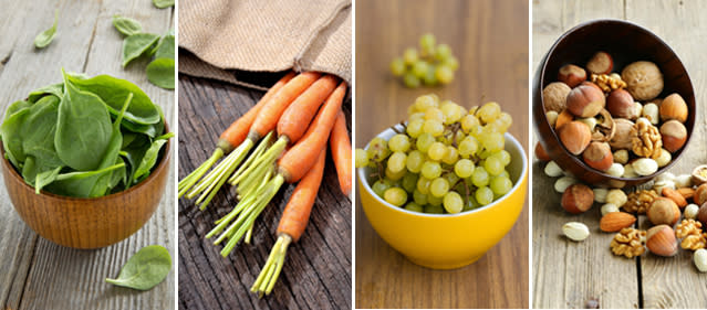 Los vegetales de hojas verdes, la zanahoria, las uvas y las nueces aceleran los procesos depurativos / Foto: Thinkstock