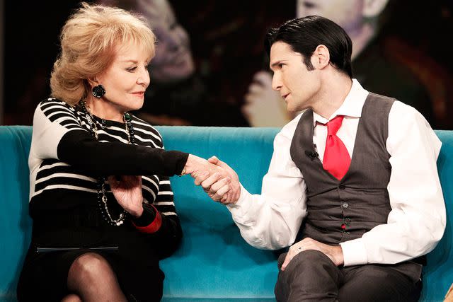 <p>lou Rocco/Disney General Entertainment Content via Getty</p> Barbara Walters and Corey Feldman shake hands on 'The View'