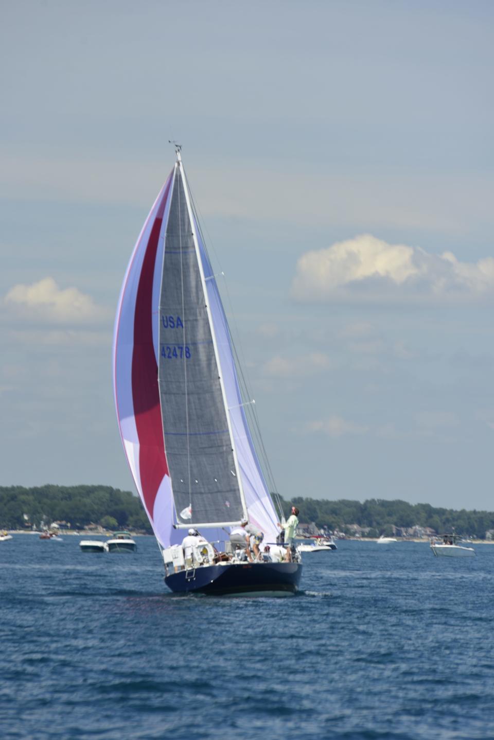 Royal Blue, captained by R. Gregory Fisher sets sail during the start of the Bayview Mackinac Race in Port Huron on Saturday, July 16, 2022.
