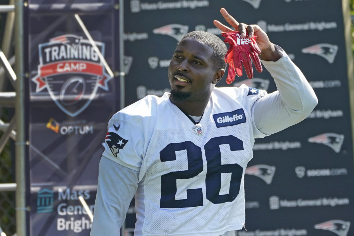 Running back Sony Michel will be leaving the New England Patriots for the Los Angeles Rams. (AP Photo/Elise Amendola)