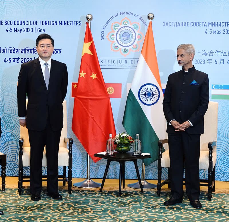 India’s Foreign Minister Jaishankar and his Chinese counterpart Qin Gang pose for a photograph in Goa