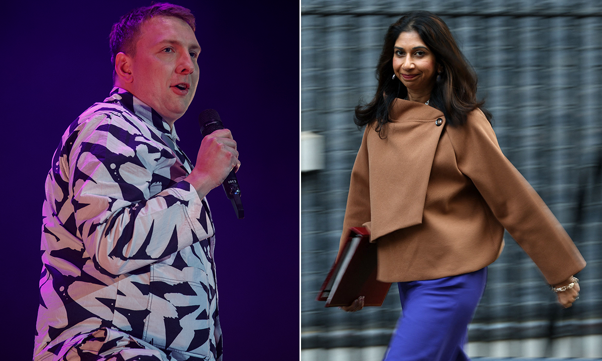 Joe Lycett and Suella Braverman (Getty)