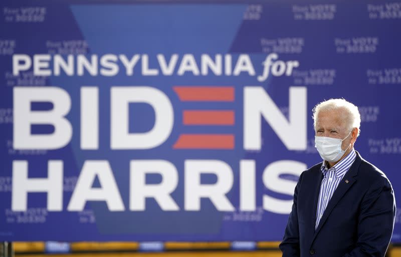 FILE PHOTO: U.S. presidential candidate Biden holds drive-in campaign event in Dallas, PA