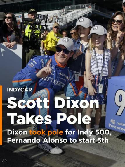Scott Dixon takes pole for Indianapolis 500; Fernando Alonso will start 5th