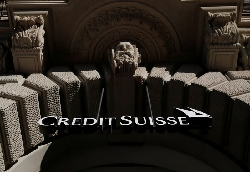 FILE PHOTO: Logo of Swiss bank Credit Suisse at its Zurich headquarters