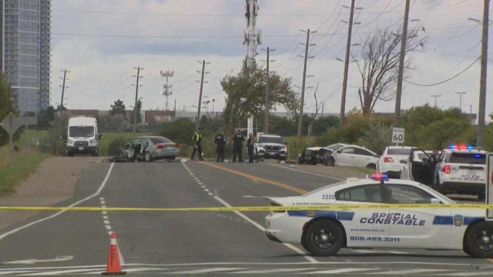 Police discovered two vehicles with extensive damage following a head-on collision on Bovaird Drive Sunday. They say part of the road will be closed for some time Sunday, and are asking drivers to avoid the area.