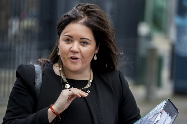 Solicitor Jemma Conlon reads out her client's statement to the media outside Belfast Crown Court