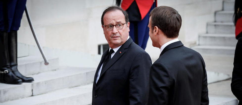 François Hollande et Emmanuel Macron, en 2019.
