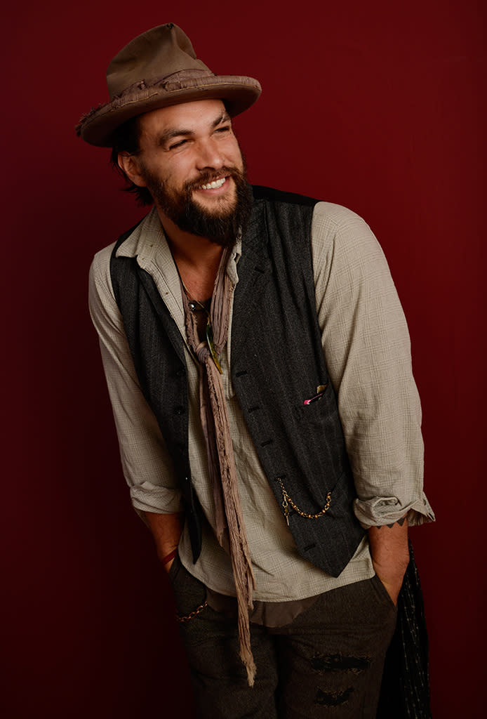 Jason Momoa smiles at the 2014 Sundance Film Festival