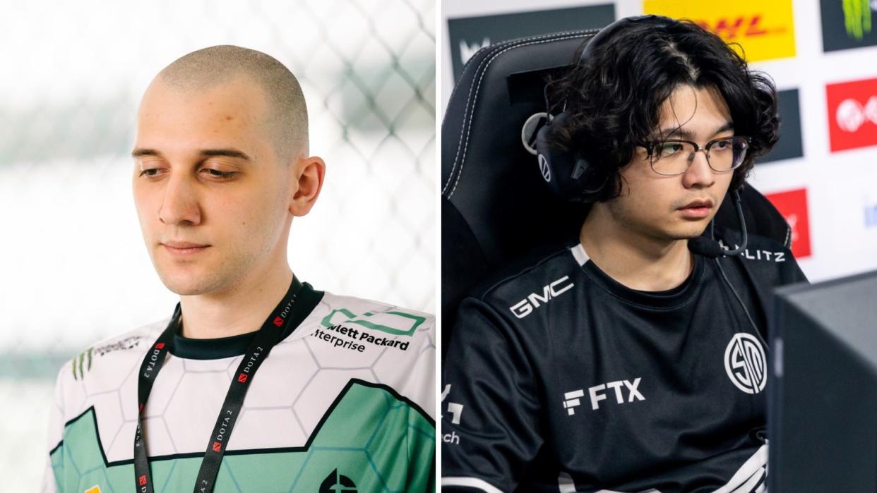 North America's Dota scene isn't quite dead yet, but it doesn't like it'll last for much longer either. Pictured: Arteezy, TSM Bryle. (Photos: Valve Software, Adela Sznajder via ESL)