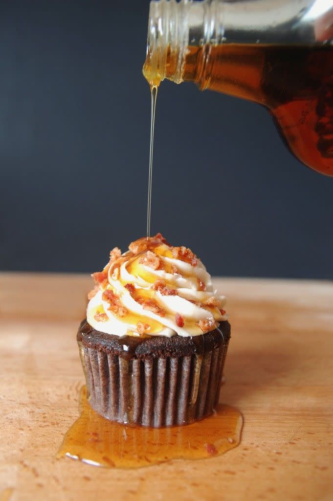 Chocolate Bacon Cupcakes with Maple Frosting
