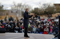 Presidential candidate Sen. Elizabeth Warren, D-Mass., speaks at an organizing event Sunday, Feb. 17, 2019, in Las Vegas. (AP Photo/John Locher)