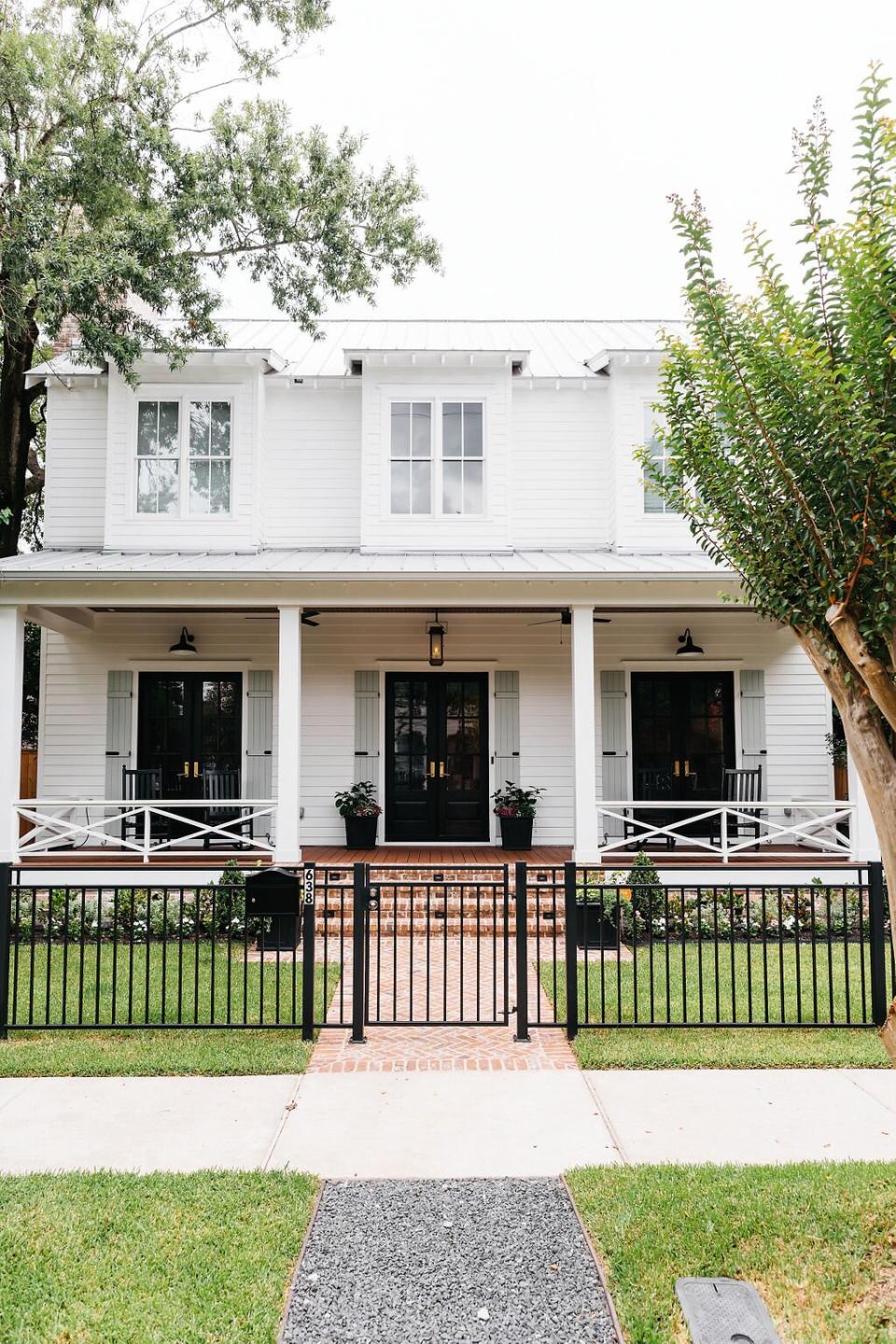 neutral home with black door