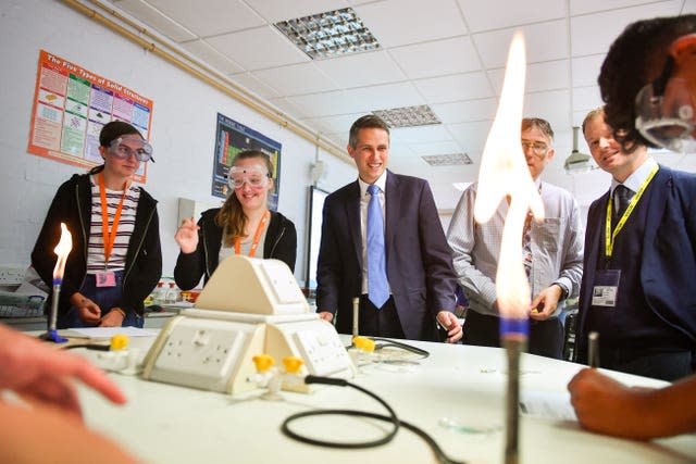 Then-education secretary Gavin Williamson visiting a school (PA)