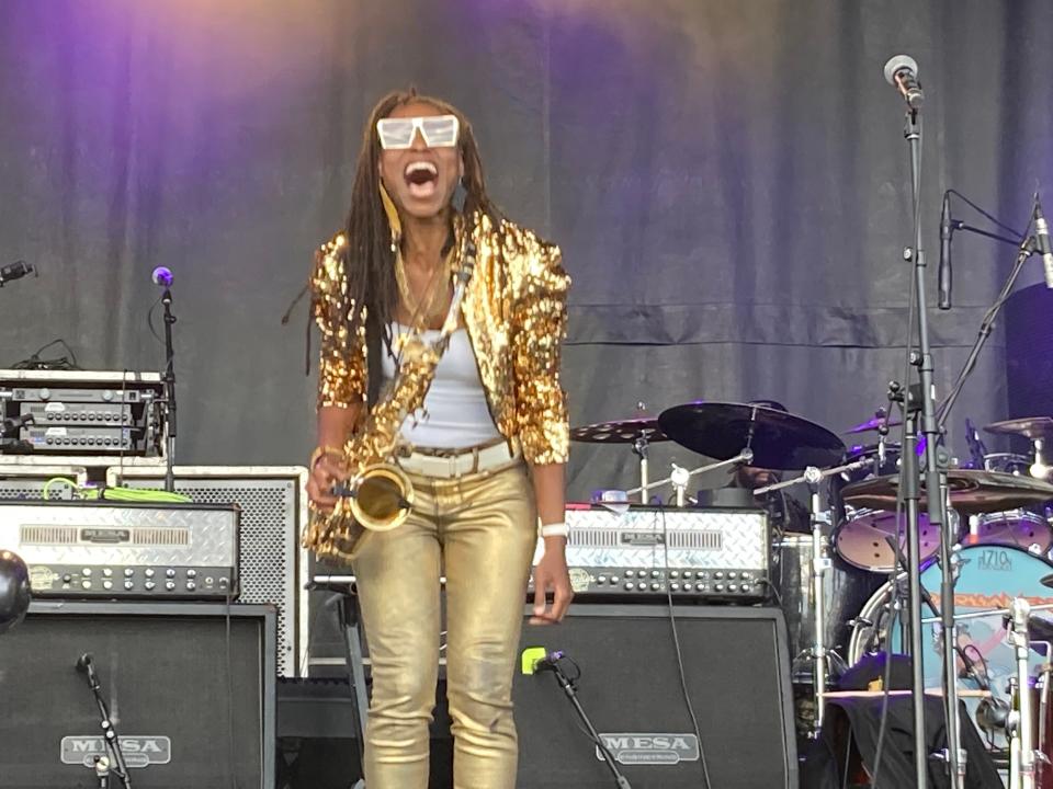 Saxophone player Lakecia Benjamin performs June 10, 2022 with her group Soul Squad at Waterfront Park during the Burlington Discover Jazz Festival.