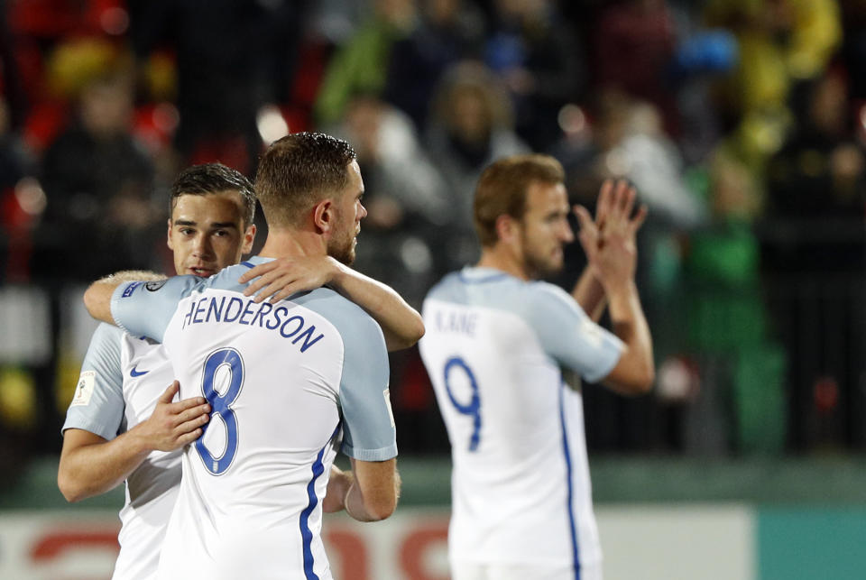 England’s Harry Winks, left, and Jordan Henderson look likely to make the squad