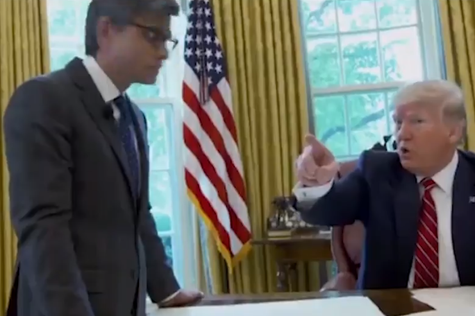 Donald Trump orders his chief of staff out off Oval Office for coughing during interview