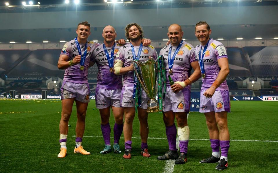 Steenson (right) and his team-mates celebrate European success - now they want to pick up the domestic title - GETTY IMAGES