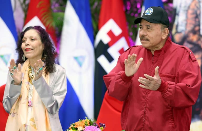 Nicaraguan President Daniel Ortega and Vice President Rosario Murillo are seen during an official event in Managua in February 2024, in a photograph provided by the presidency (Jairo CAJINA)