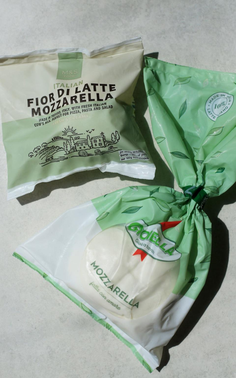 Two brands of Fior di Latte mozzarella - Clara Molden for The Daily Telegraph