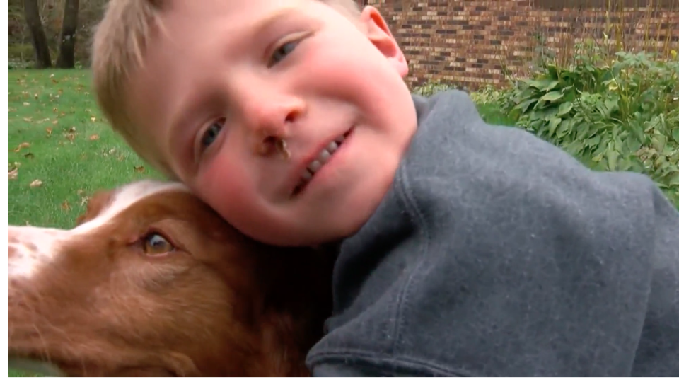 Ethan and his dog, Remington went missing at around 4pm on Tuesday and they were found until 1.50am Wednesday morning. Source: CBS Minnesota.