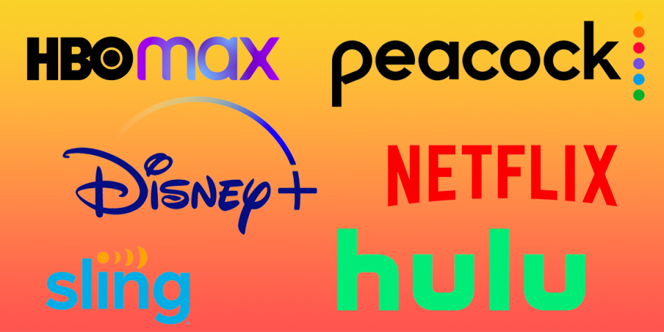 Hulu, Netflix, Peacock, SlingTV, Disney+ logos