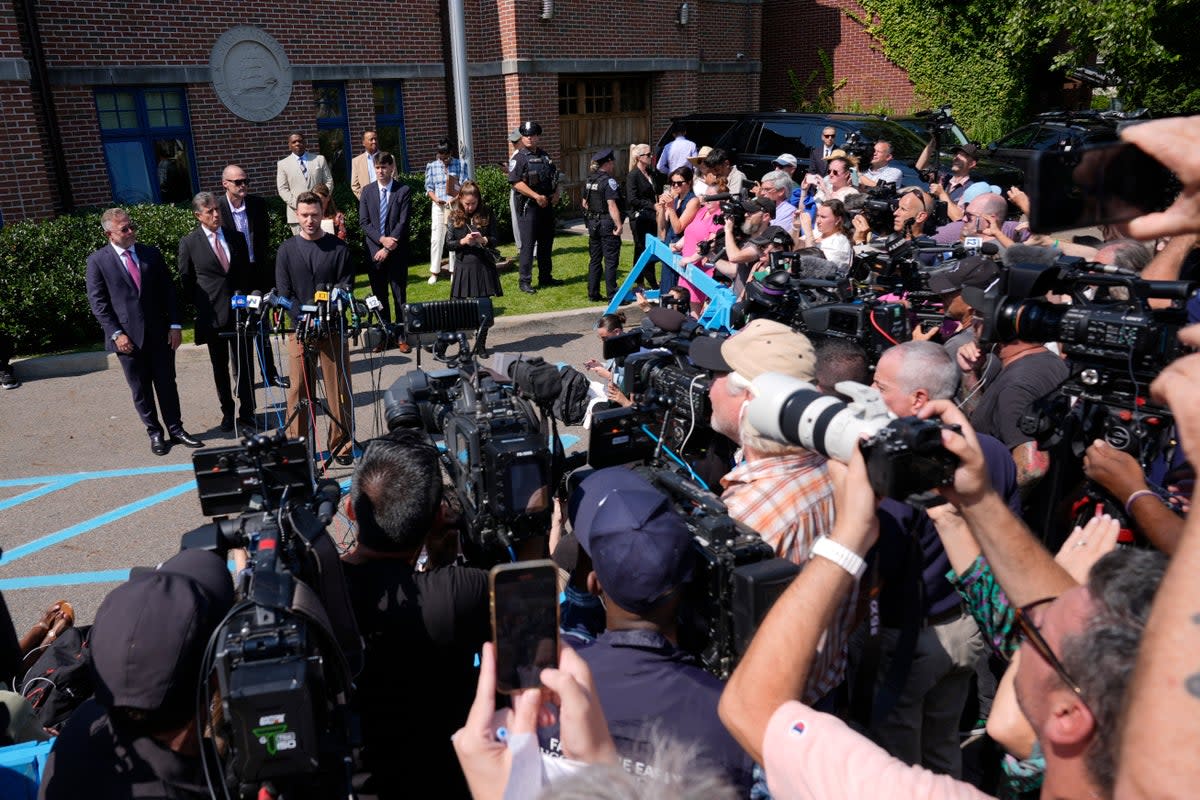 Speaking to reporters outside after the hearing, Timberlake urged others to learn from his ‘mistake’ (AP)