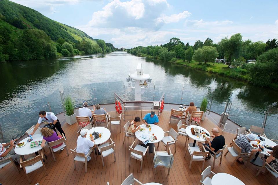Guests on the deck of the Viking Aquavit river cruise ship