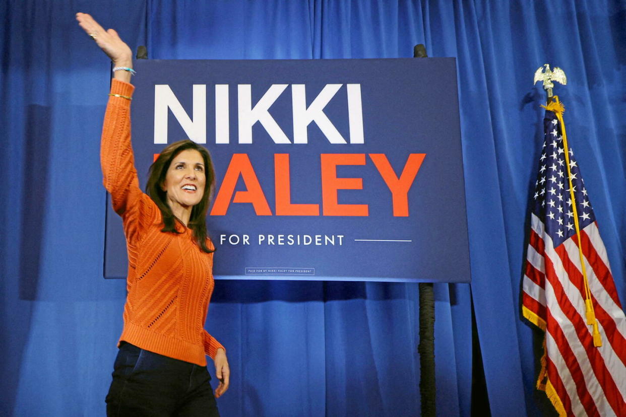 Nikki Haley lors d'un rassemblement à Salem, dans le New Hampshire, avant les primaires républicaines, le 22 janvier 2024.  - Credit:BRIAN SNYDER / X90051 / REUTERS