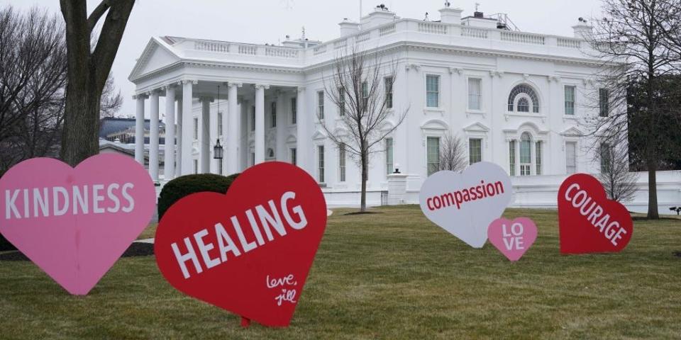 White House Jill Biden valentine's day hearts