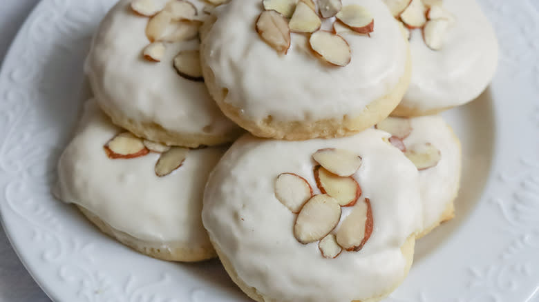 Almond sugar cookies on plate