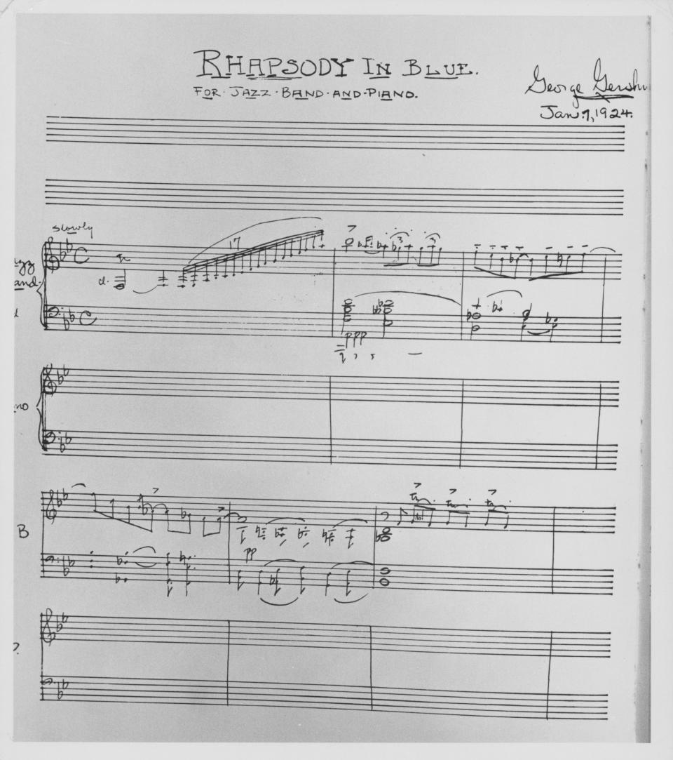 The first page of the signed manuscript, Rhapsody in Blue by George Gershwin, January 7, 1924